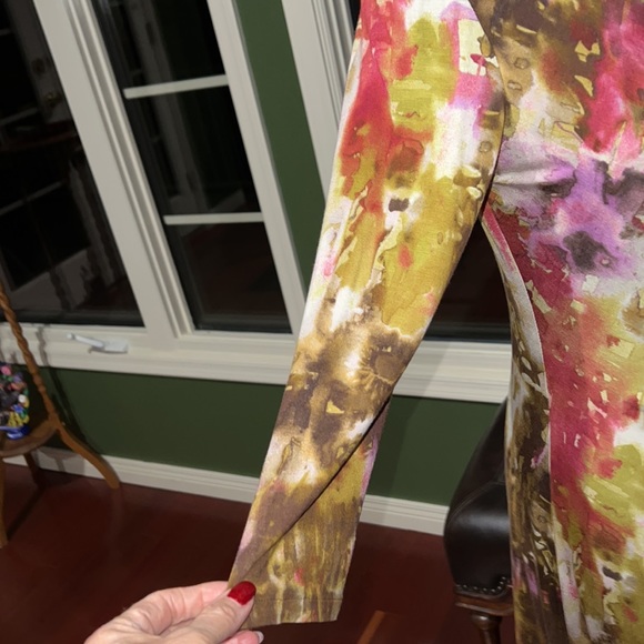 Lafayette 148 New York Dress Asymmetrical Neckline Size 8 Midi Abstract floral - Picture 3 of 16